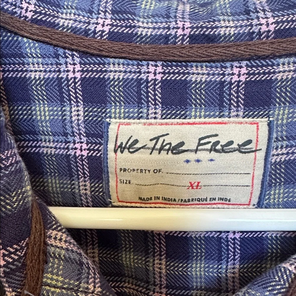 Free People We the Free Layer it Up Plaid Flannel Snap Down Top in Blue Combo